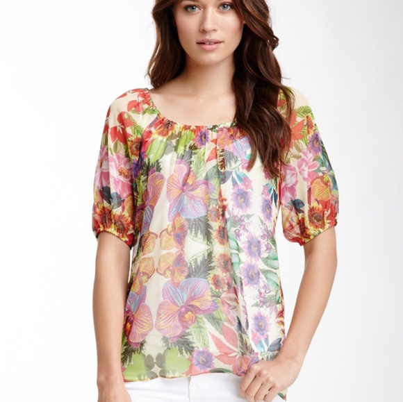 Kaya Di Koko Tops - Kaya Di Koko Single sheer floral blouse